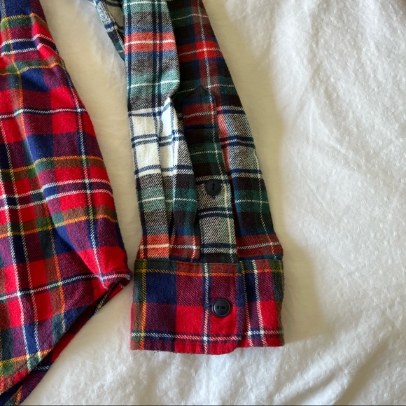 Gap mens split plaid long sleeve red themed wolf embroidered button up - Picture 4 of 7